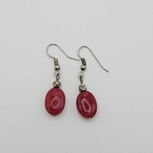 bright red stone dangle earrings